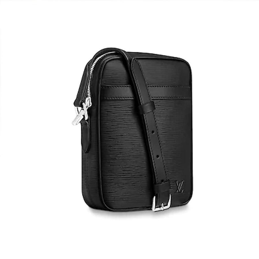 LOUIS VUITTON EPI LEATHER NOCTURNE SHOULDER BAG black leather with dark  grey suede lining detachable handle magnetic flap closure bottom feet  26cm x 12cm H x 10cm