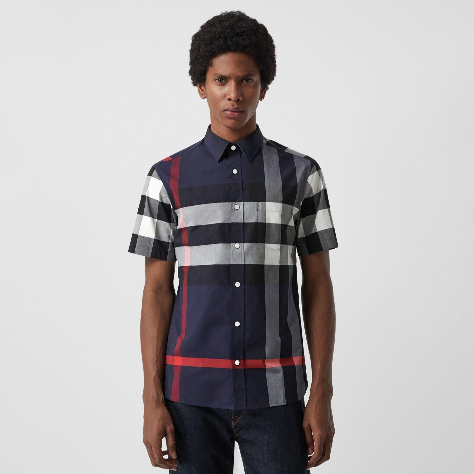 Mua Áo Sơ Mi Burberry Short-sleeve Check Stretch Cotton Shirt Navy Size S -  Burberry - Mua tại Vua Hàng Hiệu h004053