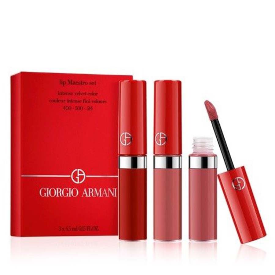 Mua Set Son Kem Giorgio Armani Maestro Mini Màu Đỏ, Hồng Cam Nude, Hồng Đất  3,5g chính hãng, Son kem cao cấp, Giá tốt