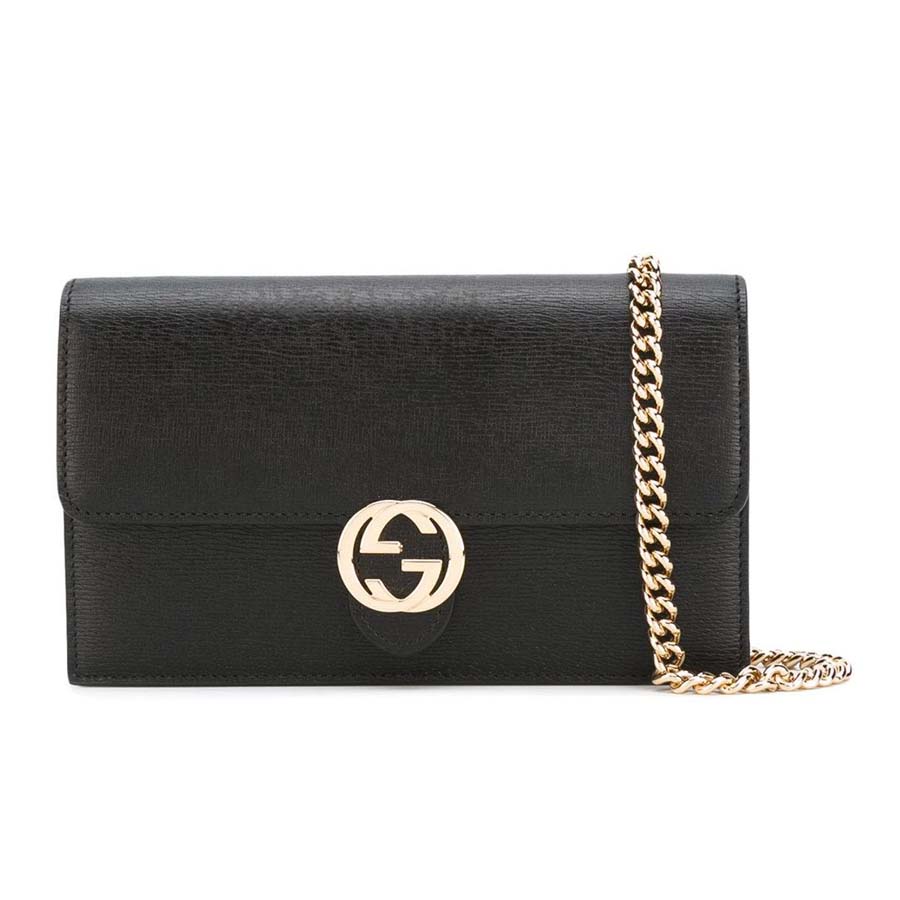 Mua Túi Xách Gucci Pebbled Leather Interlocking G Wallet On Chain Clutch Bag  Màu Đen, chính hãng, Giá tốt