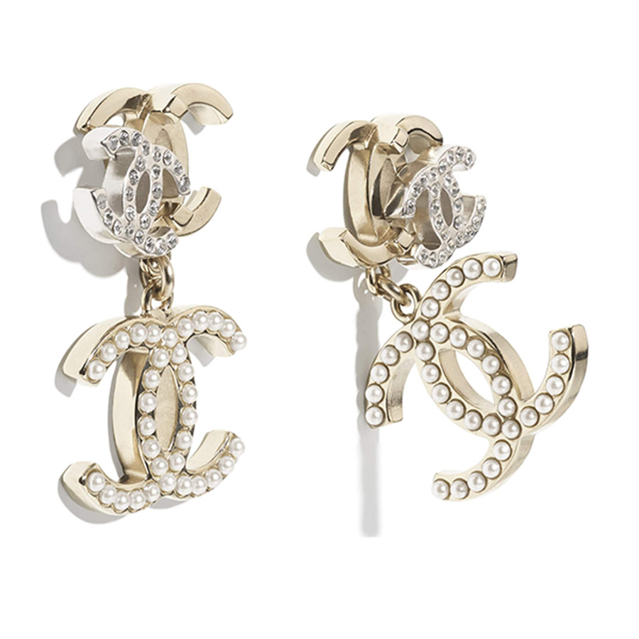 Sell Chanel Crystal CC Earrings  Silver  HuntStreetcom