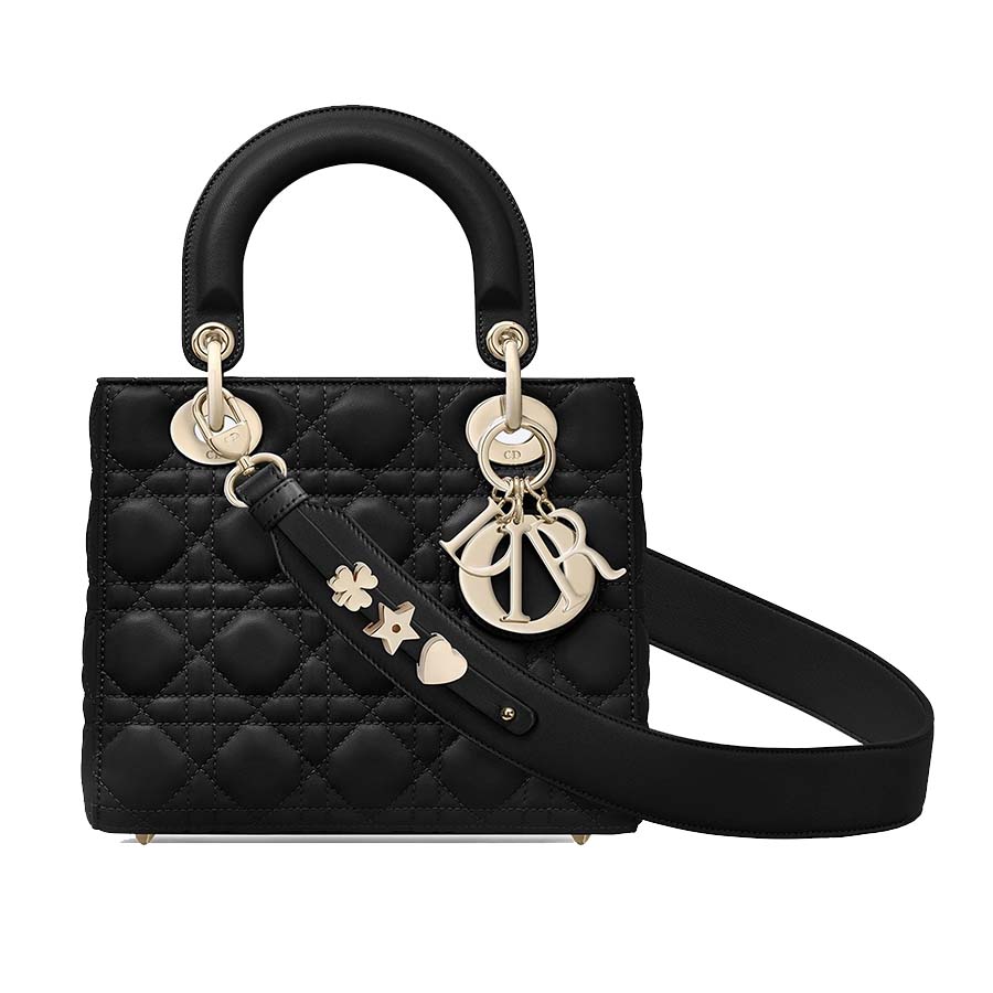 Small Lady Dior My ABCDior Bag Black Ultramatte Cannage Calfskin  DIOR