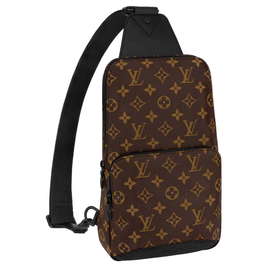 Louis Vuitton Avenue Sling Bag Black Taiga Cowhide Leather  Nice Bag