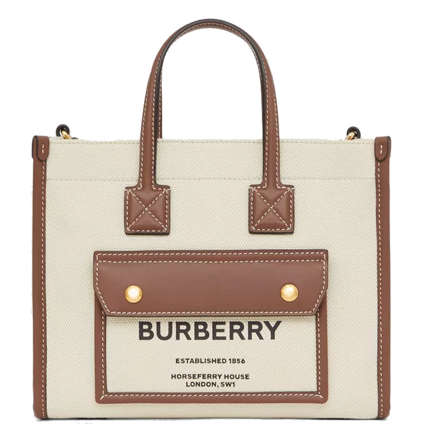 Mua Túi Tote Burberry Mini Two-tone Canvas and Leather Freya Tote Màu Nâu -  Burberry - Mua tại Vua Hàng Hiệu h046515