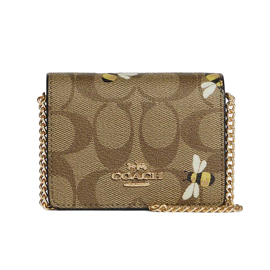 Mua Ví Nữ Coach Mini Wallet On A Chain In Signature Canvas With Bee Print  Màu Gold Khaki - Coach - Mua tại Vua Hàng Hiệu h050422