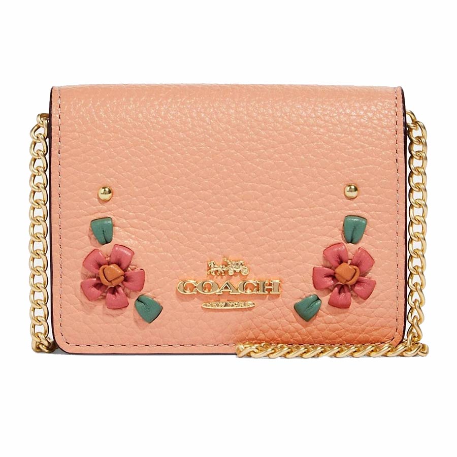 Mua Túi Đeo Chéo Coach Mini Wallet on Chain with Floral Whipstitch Màu