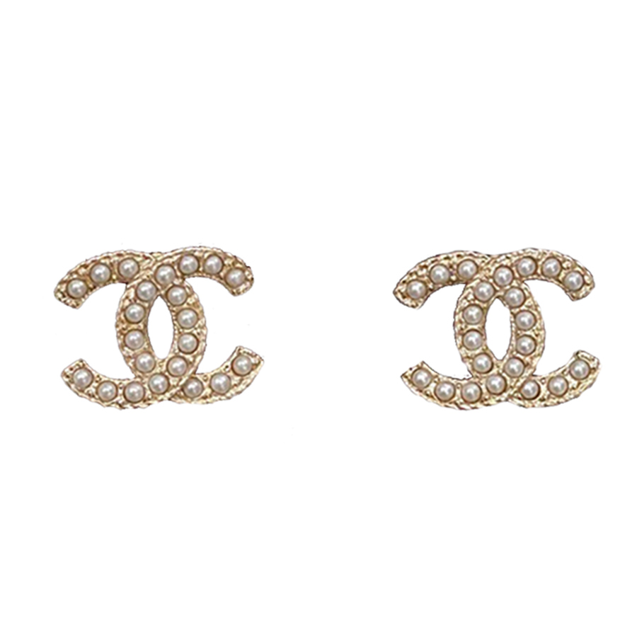 Chanel CC Faux Pearl Earrings Black