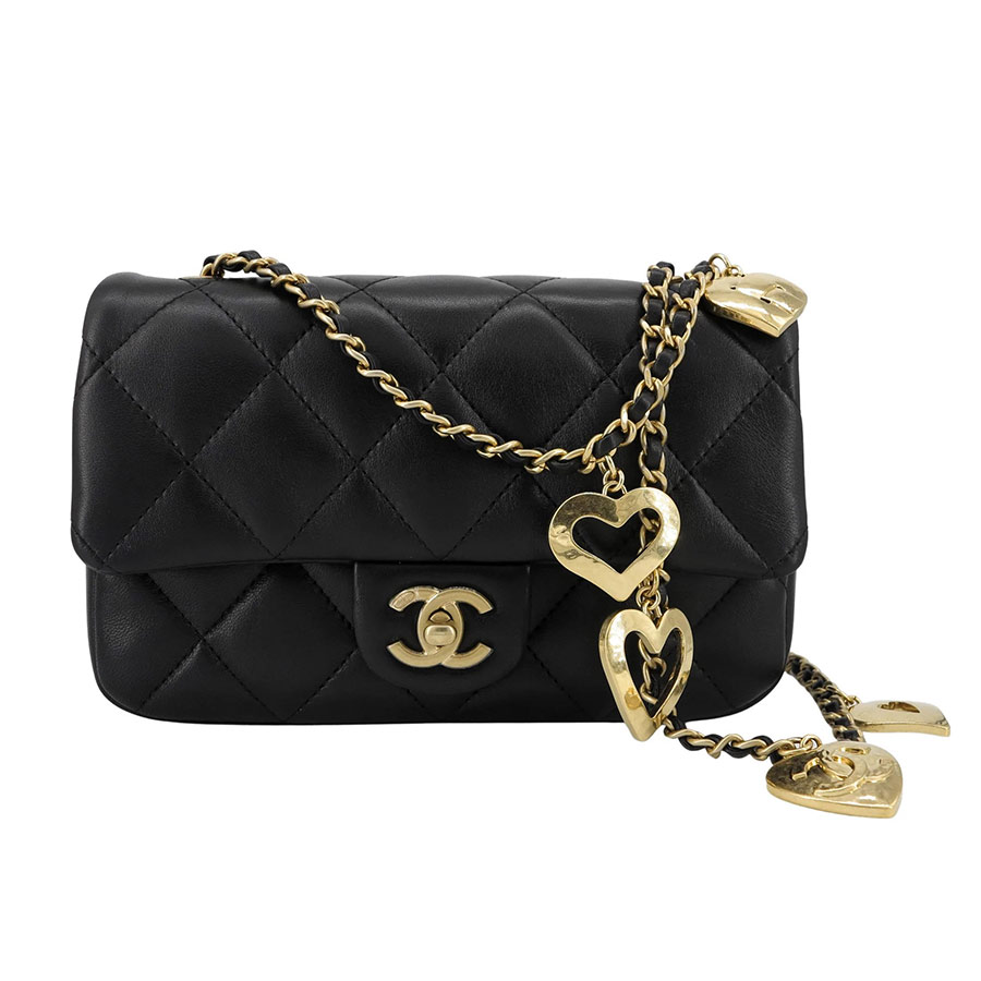 Chanel Mini Flap Bag Lambskin Light Black  Nice Bag