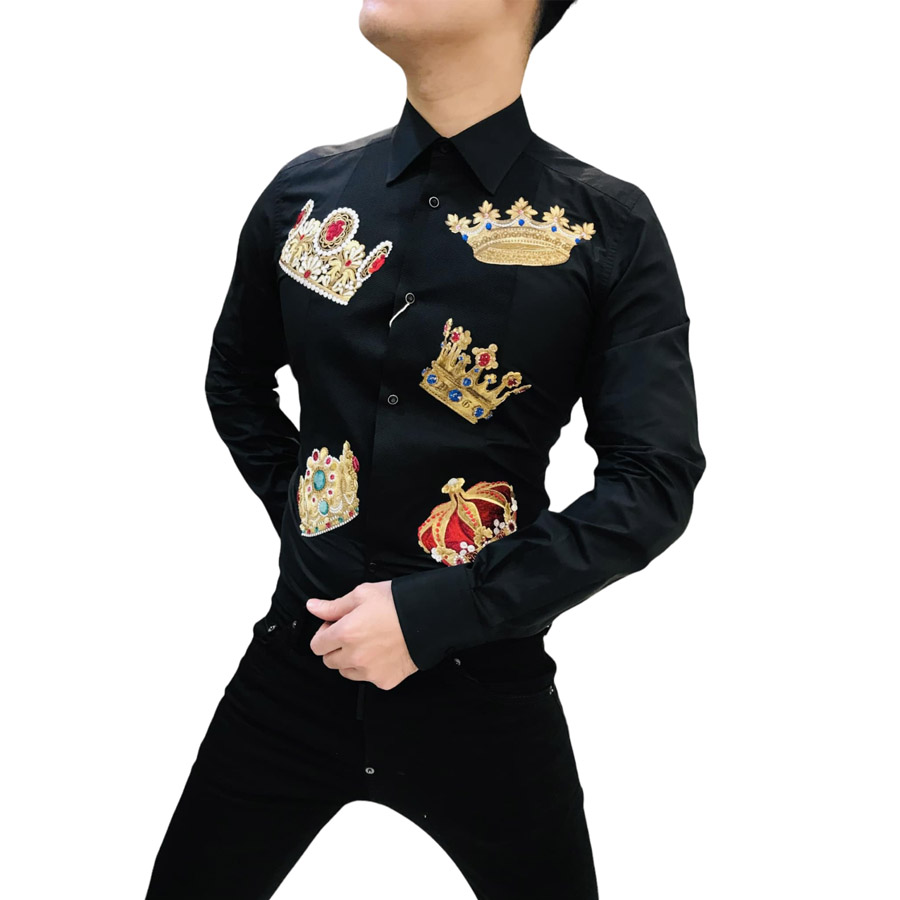 Mua Áo Sơ Mi Nam Dolce & Gabbana D&G Crown Print Fitted Shirt Màu Đen -  Dolce & Gabbana - Mua tại Vua Hàng Hiệu h072227