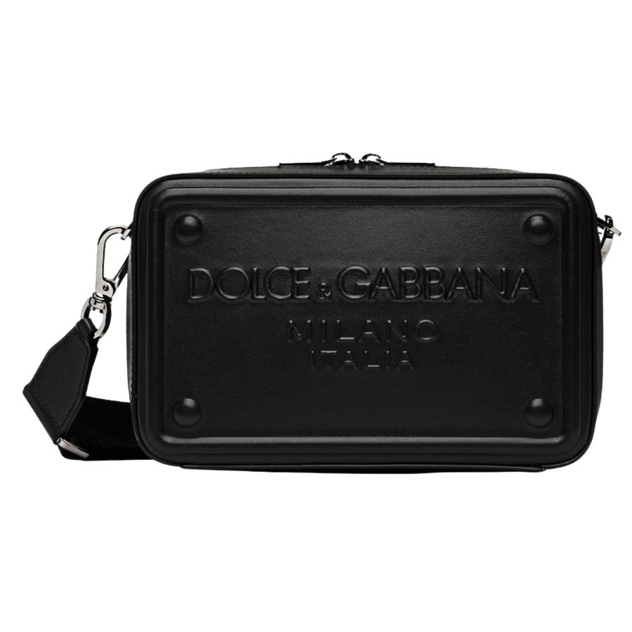 Mua Túi Đeo Chéo Dolce & Gabbana D&G Black Embossed Logo Leather ...