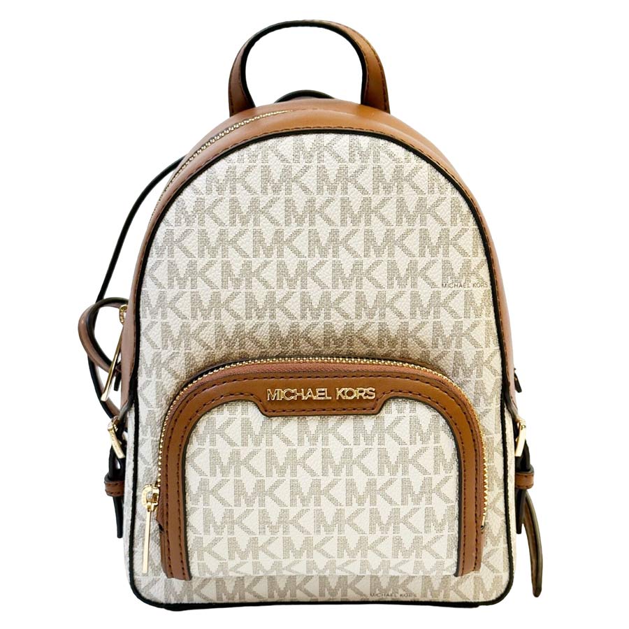 Balo mini Michael Kors của nữ Rhea Mini Brown Logo Backpack balo MK mini  hàng hiệu