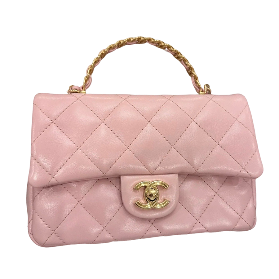 Chanel Mini Rectangle Flap with Top Handle in 21S Pink Caviar Aged GHW   Brands Lover