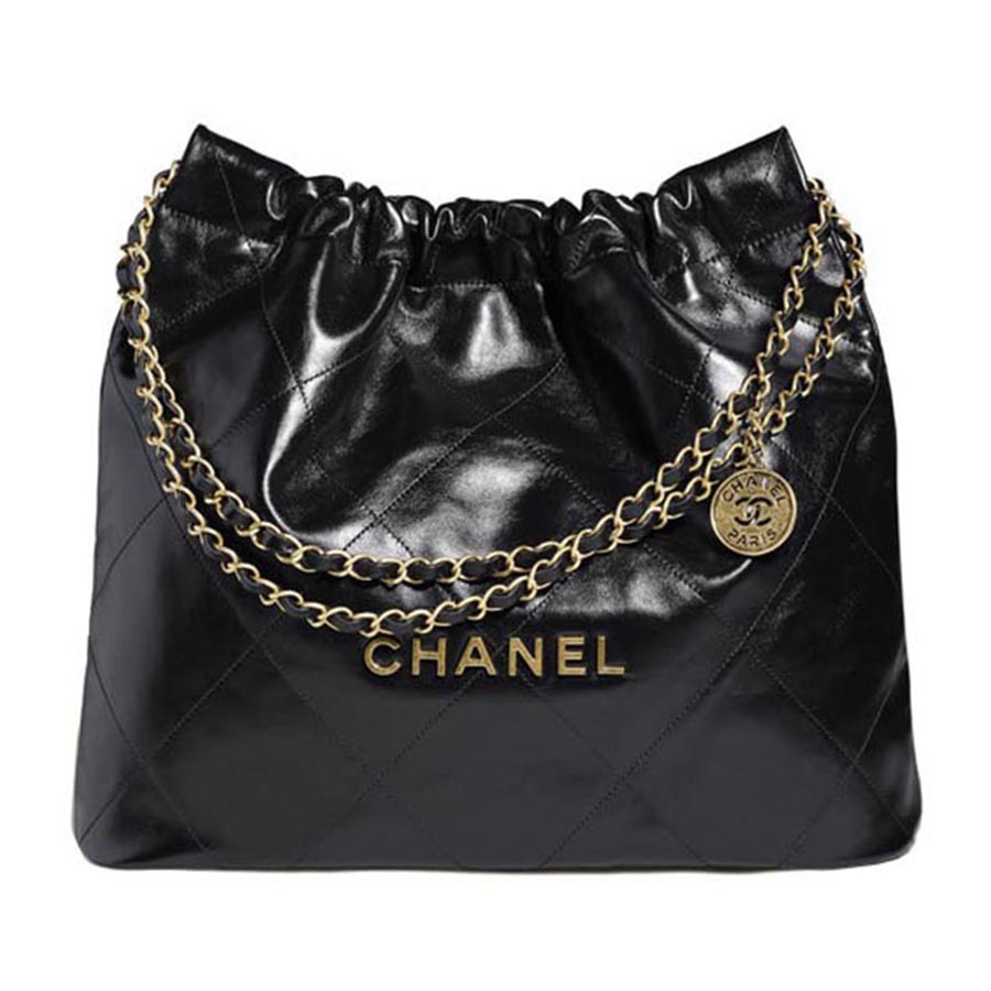 Chanel Pale Gold Quilted Vinyl and Leather Medium Classic Double Flap Bag   Luxury designerwear for less