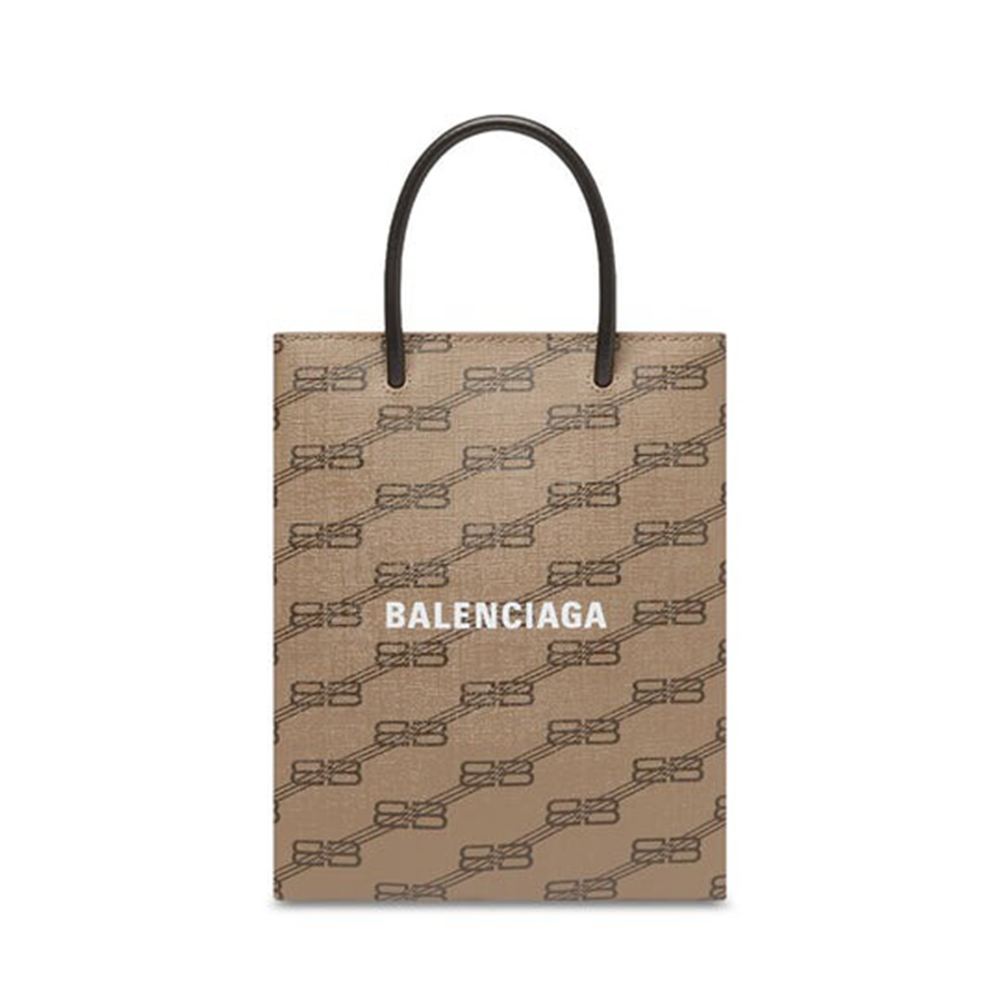 Balenciaga Neo Cagole Handbag XS BB Monogram BrownBlack in Coated Canvas  with Silvertone  US