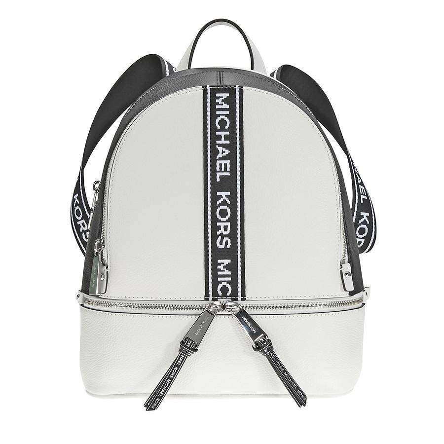 Mua Balo Michael Kors MK Rhea Medium Pebbled Leather Backpack - Optic White  / Black Màu Trắng - Michael Kors - Mua tại Vua Hàng Hiệu 30h8sezb6t-089